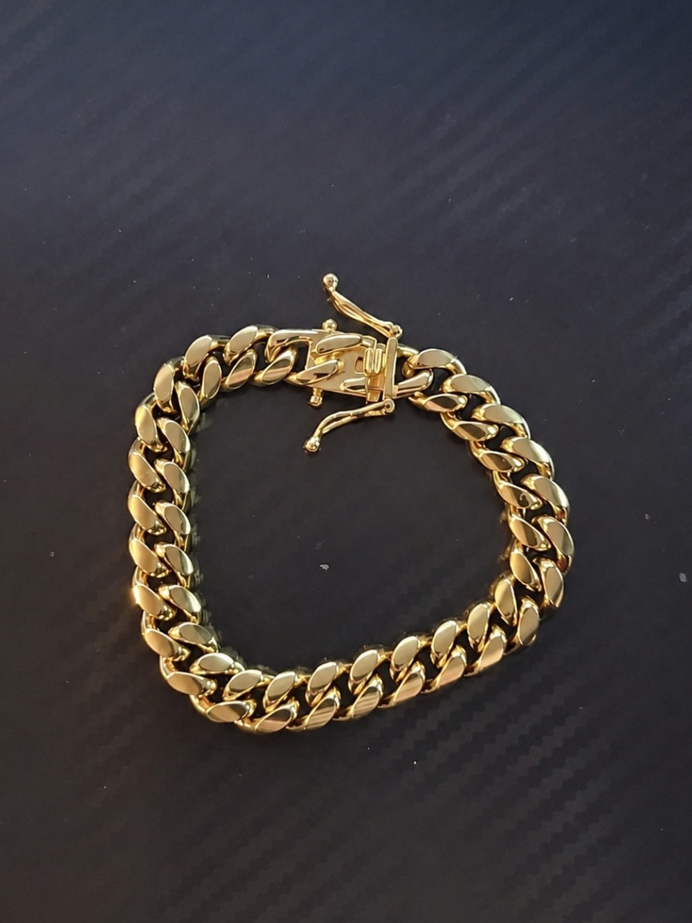 18K Gold 8mm Cuban Link Bracelet Chunky 18k Plated Stainless Steel Luxury 7.5-8”